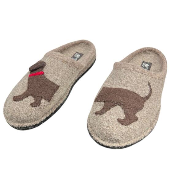 Haflinger Women’s Brown Wool Doggy Dog Mule Slippers Size 41 US 10 - Picture 6 of 11
